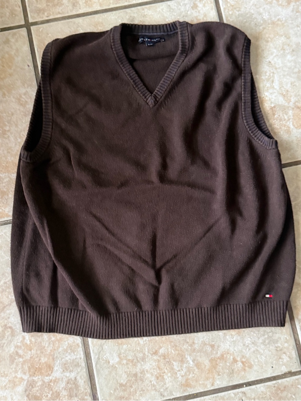 Tommy Hilfiger Vintage Brown Knit Sweater Vest - Size XL